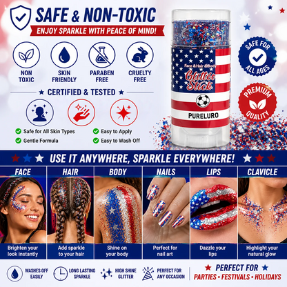 4th of July Glitter Stick – Red, White & Blue Body & Hair Sparkle